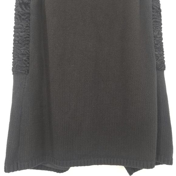 Calvin Klein Faux Fur Knit Vest S Open Front Long Length Black NEW - Picture 8 of 8